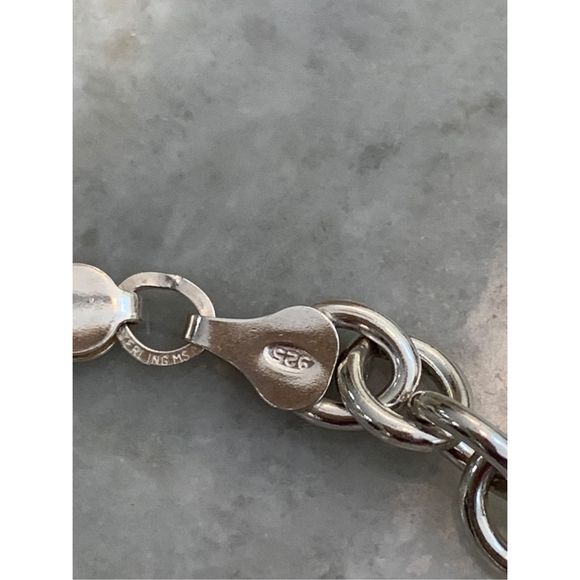 .925 Cable Link Sterling Silver Bracelet #charm bracelet - Picture 4 of 6